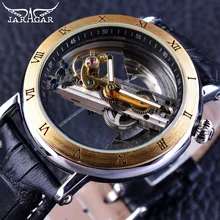 Jaragar Rétro Minimaliste Transparent Automatique Mouvement Imperméable Véritable Ceinture De Mode Mécanique Hommes Montres Top Marque De Luxe