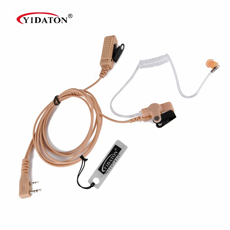 

Flesh-Colored Two Wires Earphone 2 Pin PTT Air-Tube Acoustic HeadsetMic for Kenwood Puxing Baofeng Two Way Radio Earphone