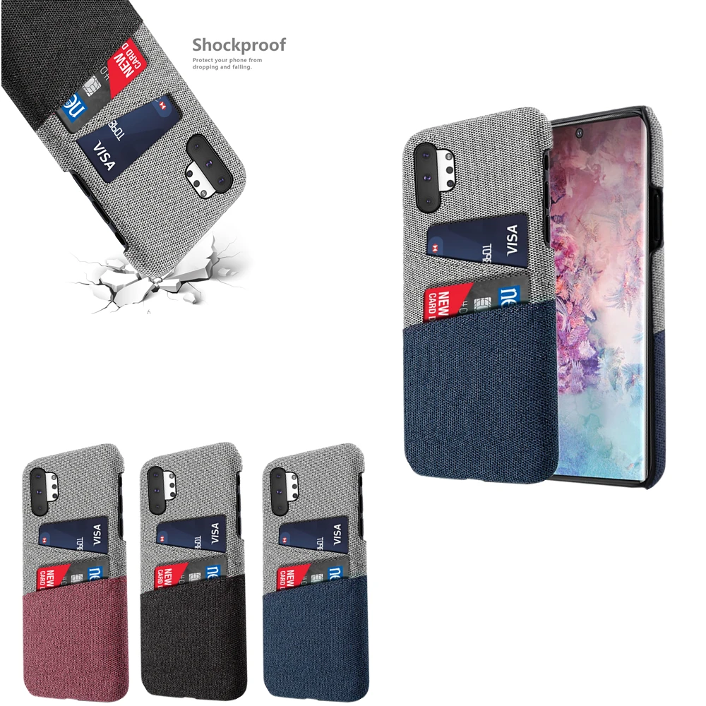

For Samsung Galaxy Note 10 Plus Phone Case Galaxy Note 10/A80/A70/A60/A50/A40/A30/A20/A10 Card Slots Fabric Cloth Phone Cover