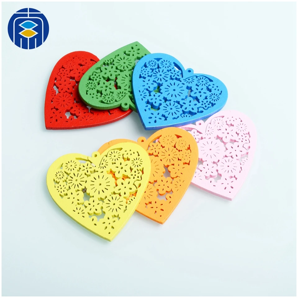 

New Fashion Hollow Out Wood Beads Heart Shape 50mm Wooden Decorative Bead for Earrings Necklace Accessories