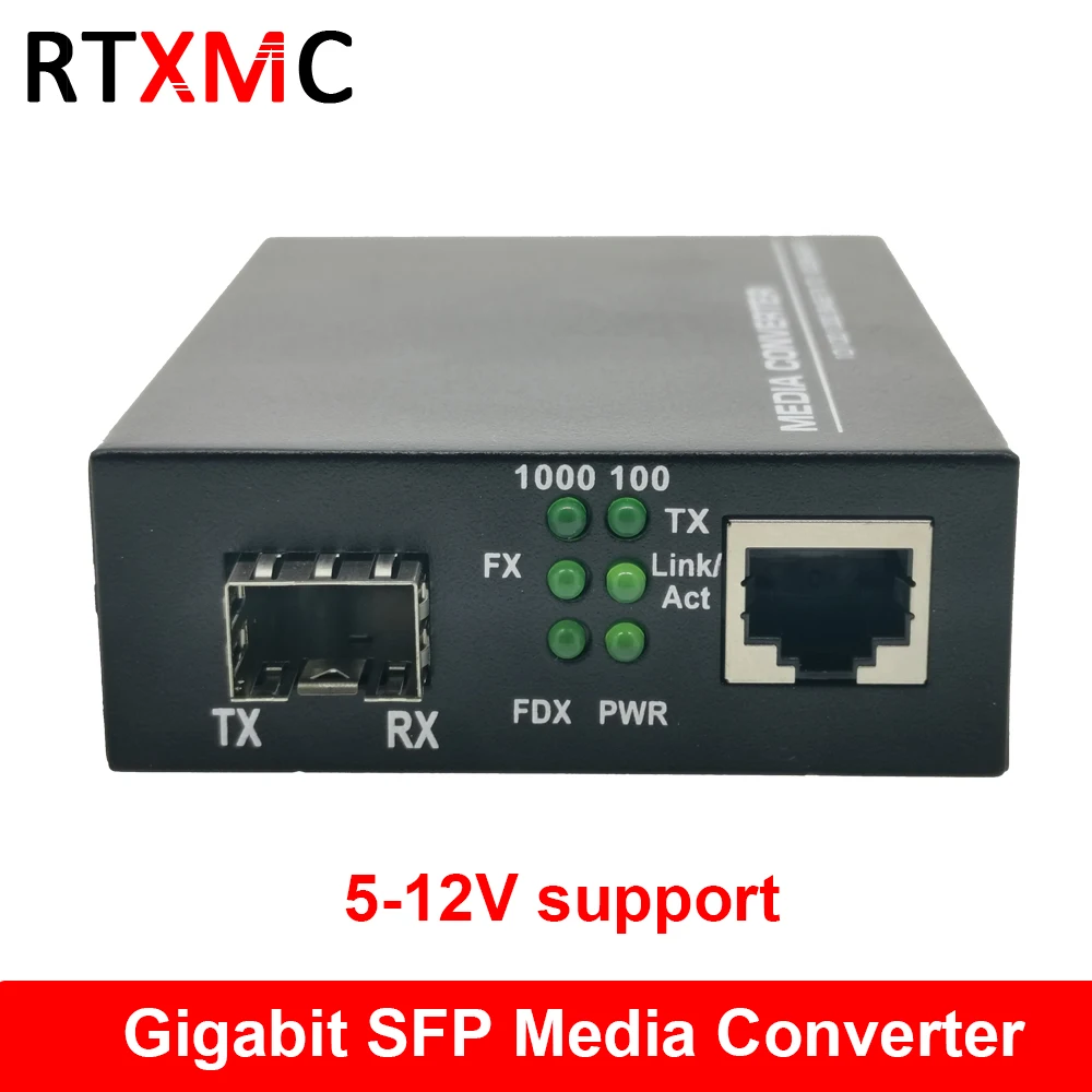 SFP волоконный к RJ45 гигабитный медиаконвертер SFP 10/100/1000 м Ethernet конвертер приемопередатчик волоконно-оптический коммутатор 5-12 в Поддержка