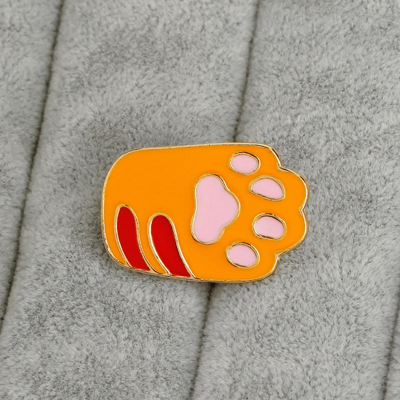 Лапа собаки печати эмаль котенка pin милый мультфильм Оранжевый Белый лапа Брошь Пен животных Знак подарок украшений для домашних животных lover для женщин и девочек