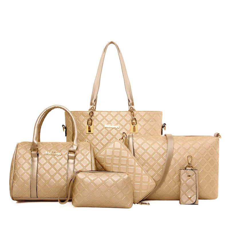 

6pcs Women Handbag PU Leather Handbag New 2016 Bolsos Carteras Mujer Marca Cheap Handbags 10 Sac A Main Femme De Marque Goya Bag