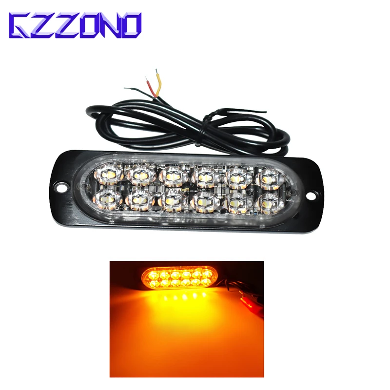 

12V24V 12Led Strobe Warning Light Strobe Grille Flashing Lightbar Pickup Truck Car Beacon Lamp Amber Yellow White Traffic Light