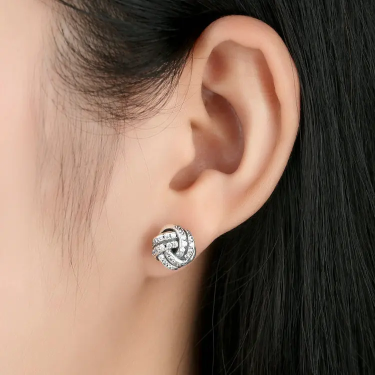 pandora love knot earrings rose gold