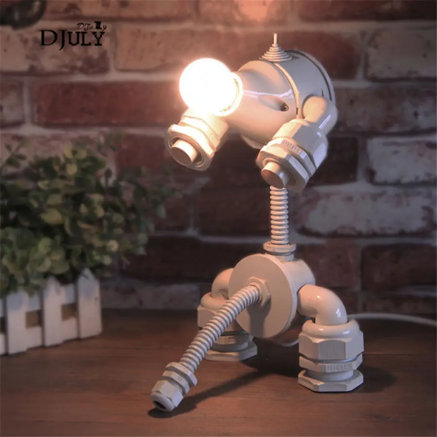 

industrial Alien armor water pipe desk lamp for bedroom bedside study loft decor dining table light creative kids night lamp