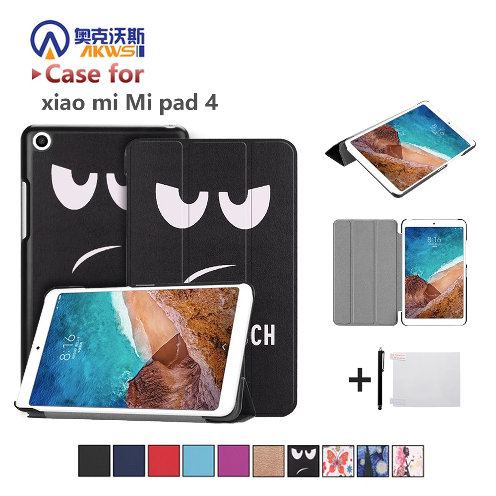 Slim PU Leather Case For Xiaomi Mipad4 8 Inch Tablet Case Mi Pad 4 Stand Smart Cover+Giftsin