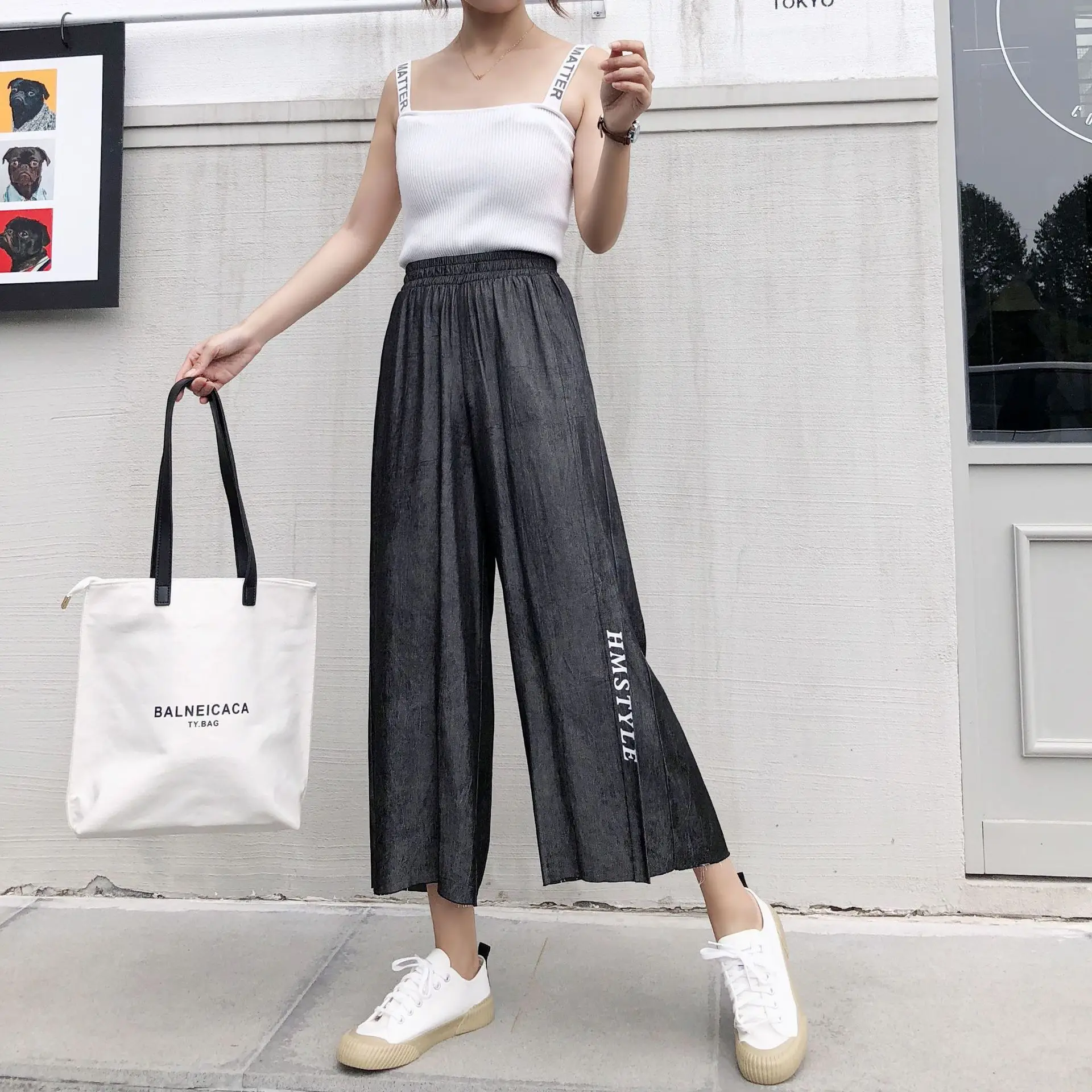 

CHUQING 2019 Korean Version of the Summer Women's New Wide-leg Pants Women's High Waist Wide Casual Pants Women