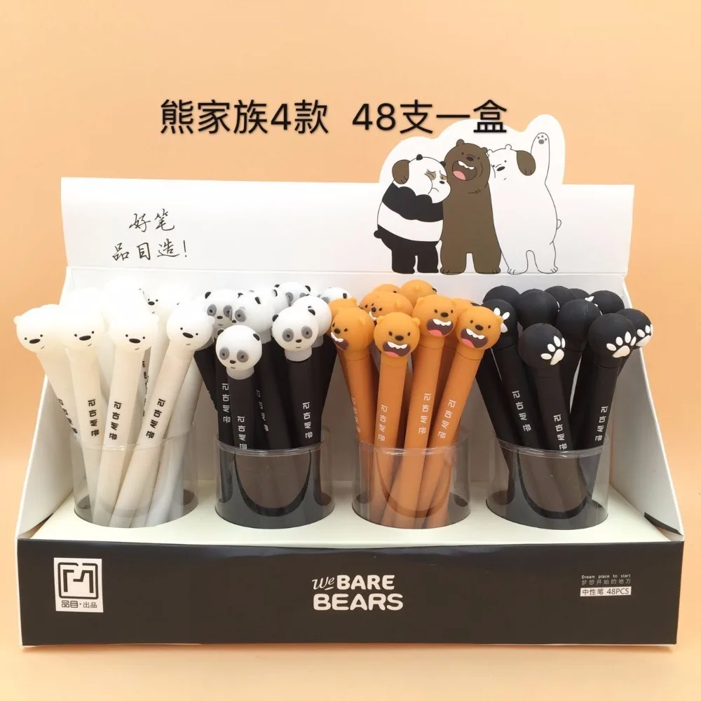 

48pcs/pack cartoon We Bare Bears brown bear Grizz Ice bear Panda gel pen unisex Rollerball pen sign pen office school stationery