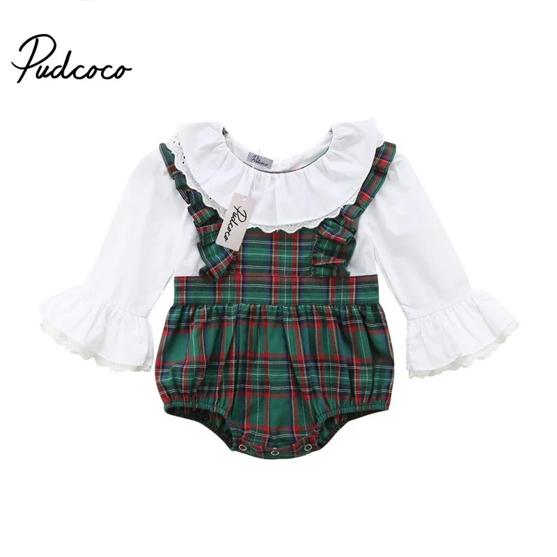 

Baby Girl Patchwork Cute Bodysuit Long Flare Sleeve Cotton Infant Jumpsuit Clothes Striped Print Ruffle Playsuit Autumn Bodysuit
