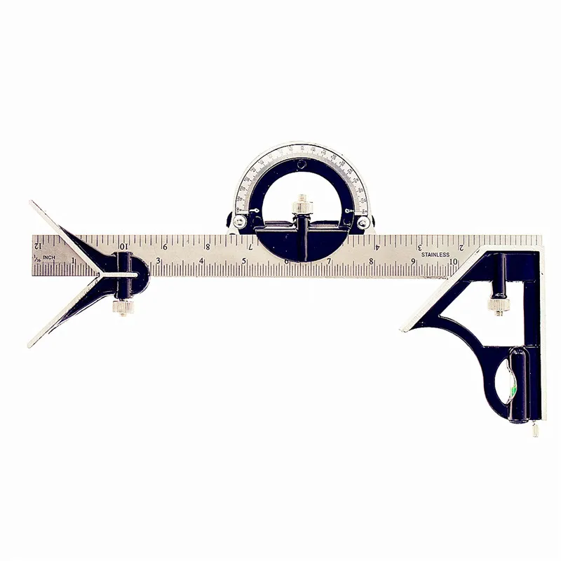 12" Combination Tri Square Ruler Steel Machinist Measuring Angle Tool