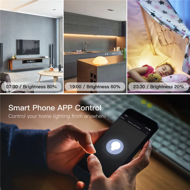Умный светильник с Wi-Fi, элегантно спроектированный, совместим с Alexa Google Home для голосового управления, не требуется концентратор
