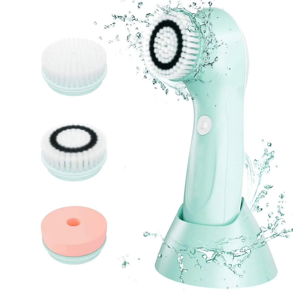 

Facial Cleanser Brush Rechargeable, Waterproof Cleansing Rotating Brush Set 2 Speeds With 3 Brush Heads Blackhead Remover