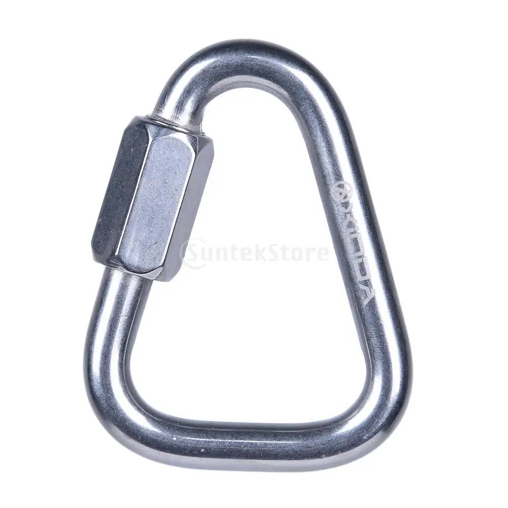 60KN 316 Stainless Steel Triangle Carabiner Screw Locking Rock Climbing