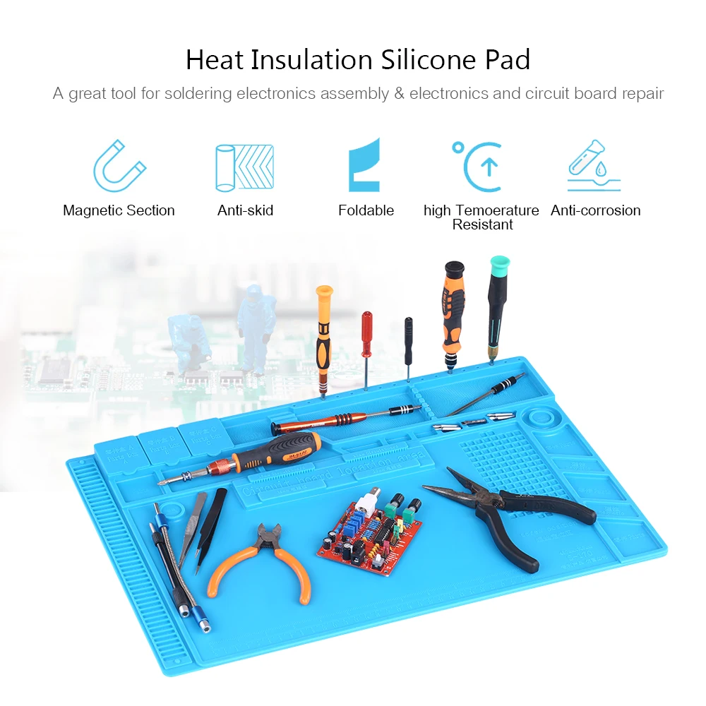 

Heat Insulation Silicone Mat for BGA Soldering Repair Solder Station Pad High Temperature Resistance Maintenance Platform