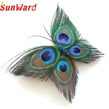 Garment 1Pcs Butterfly Peacock Feather Bridal Hair Clip womens Pin Head Hairpin for lady nice gift