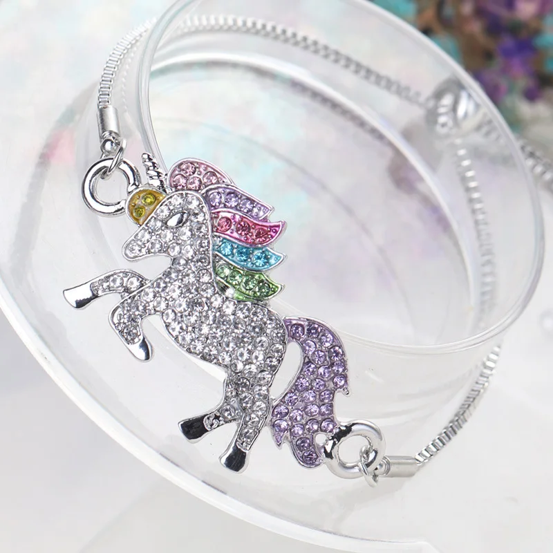 MDNEN Unicorn Horse Silver Color Alloy Pendant Chain Bracelet for Women Girl Boy Friendship Bracelets Gift Bangles Jewelry