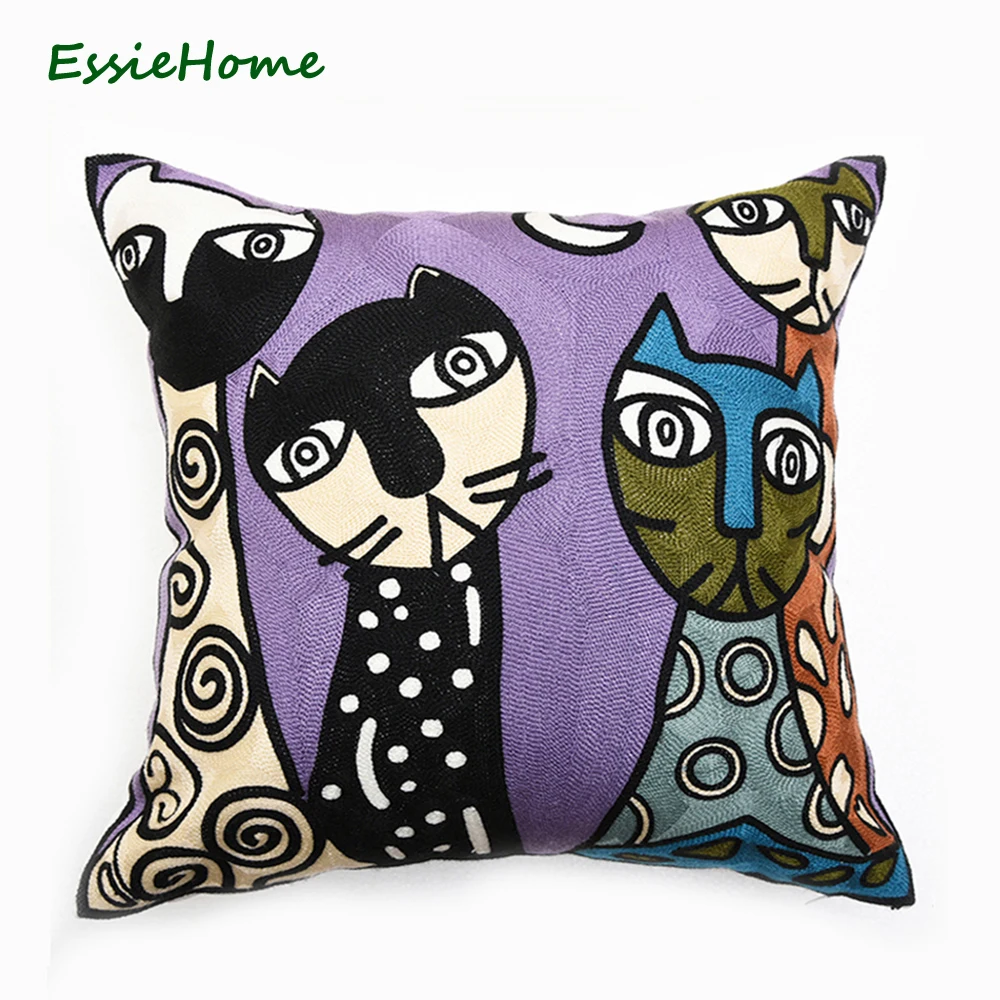 ESSIE HOME Full Embroidery Chain 18&quot High End Picasso Abstract Paintings Cushion Cover Red Blue Throw Pillow Case | Дом и сад