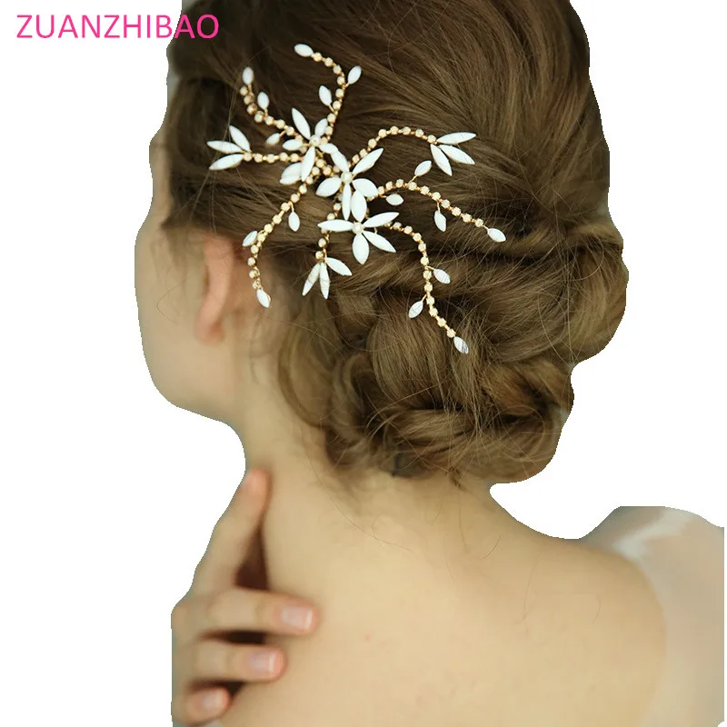 Bride Hair Jewelry Leaves Tiara Hair Combs Flower Hair Pin Bridal Clips