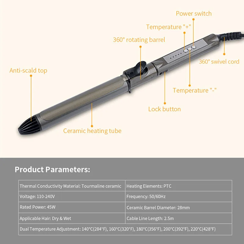 Спиральные профессиональные щипцы для завивки волос бигуди Турмалин Керамика щипцы для завивки волос, вращающийся магический инструмент для укладки волос+ Силиконовое кольцо 31