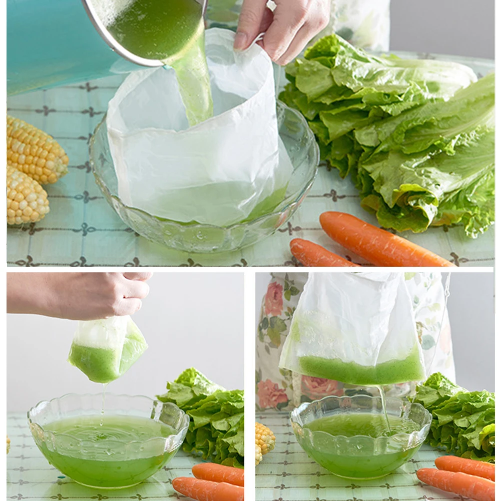 

5PCS/set Kitchen Food Filter Bag Nut Milk Tea Fruit Juice Coffee Wine Nylon Mesh Net Strain Herb Liquid Filter Bag 22x30cm