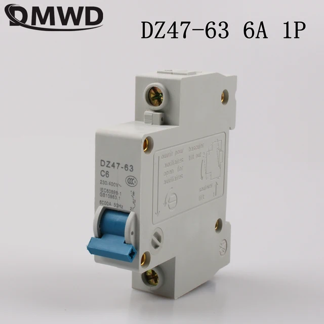 us $0 64 10% off dmwd dz47 63 6a 1p ac 230v or 400v mini circuit breaker mcb cutout switch breaker switch chopper in circuit breakers from homeDz4763 Mini Circuit Breaker Mcb Open Electrical Technology Co #2
