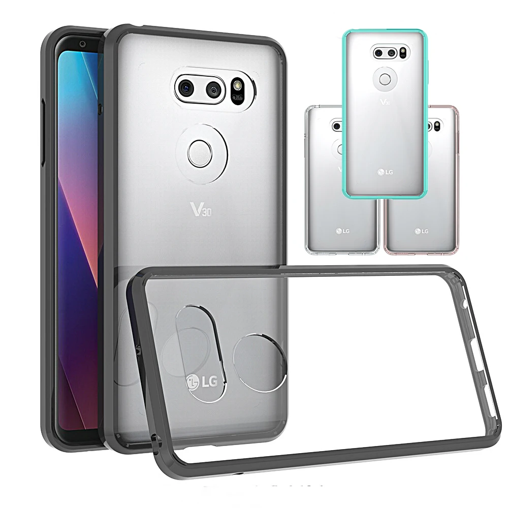 For LG V30 Case Crystal Hybrid Bumper Clear TPU PC Acrylic Back Cover