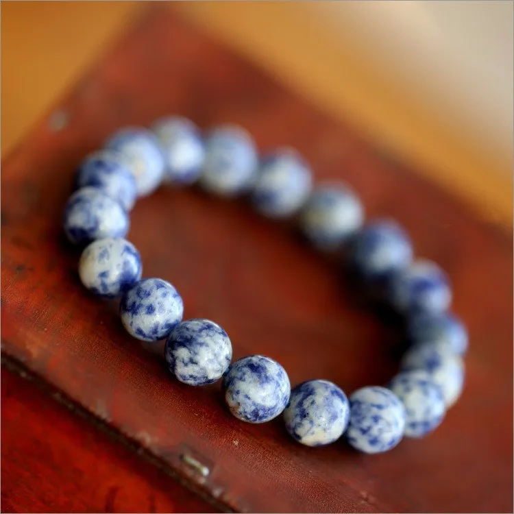 Модный натуральный голубой камень мужские браслеты бусины браслеты и браслет для женщин ювелирные изделия, удача подарок