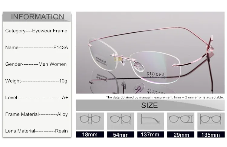 SUMONDY Сверхлегкий без оправы по рецепту стекло es рамка для женщин и мужчин классический сплав оправы для очков Простые Стеклянные очки F143A