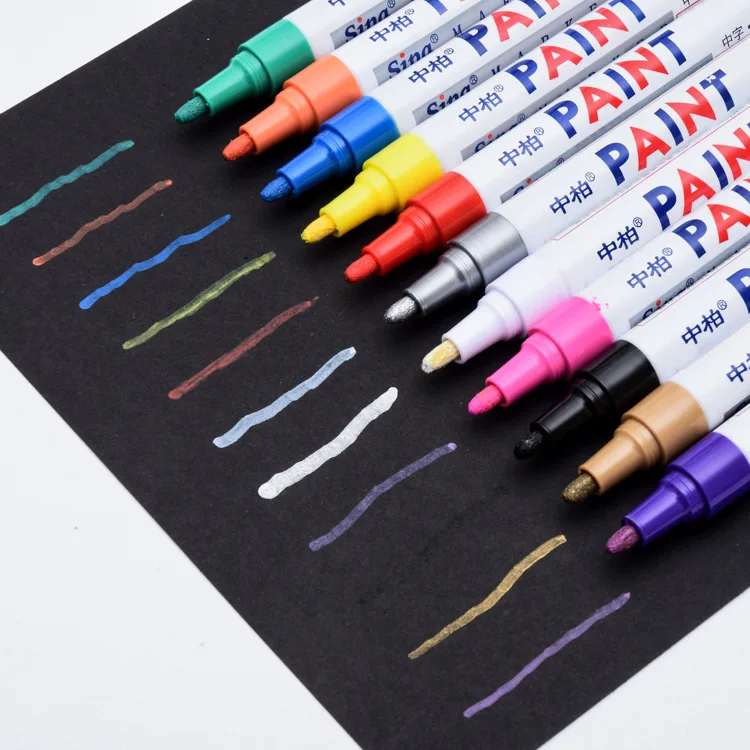 waterproof paint marker pens with fluorescence colors tire black paint