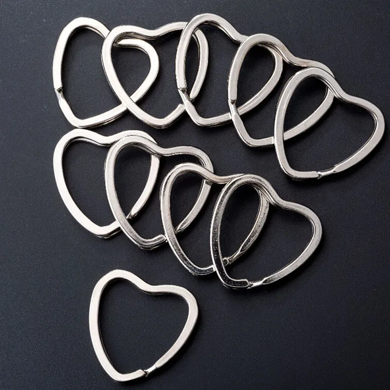 10 шт./лот серебро DIY Металл, сердечки держатель кольца для ключей крюк для детали для сумок аксессуары,, высокое качество - Color: Silver