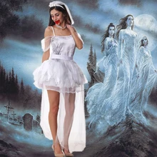 Хэллоуин женщины вампир зомби сексуальный бюстгальтер без бретелек платье страшный призрак невесты Косплей Костюм невесты труп Свадебный костюм AZ076