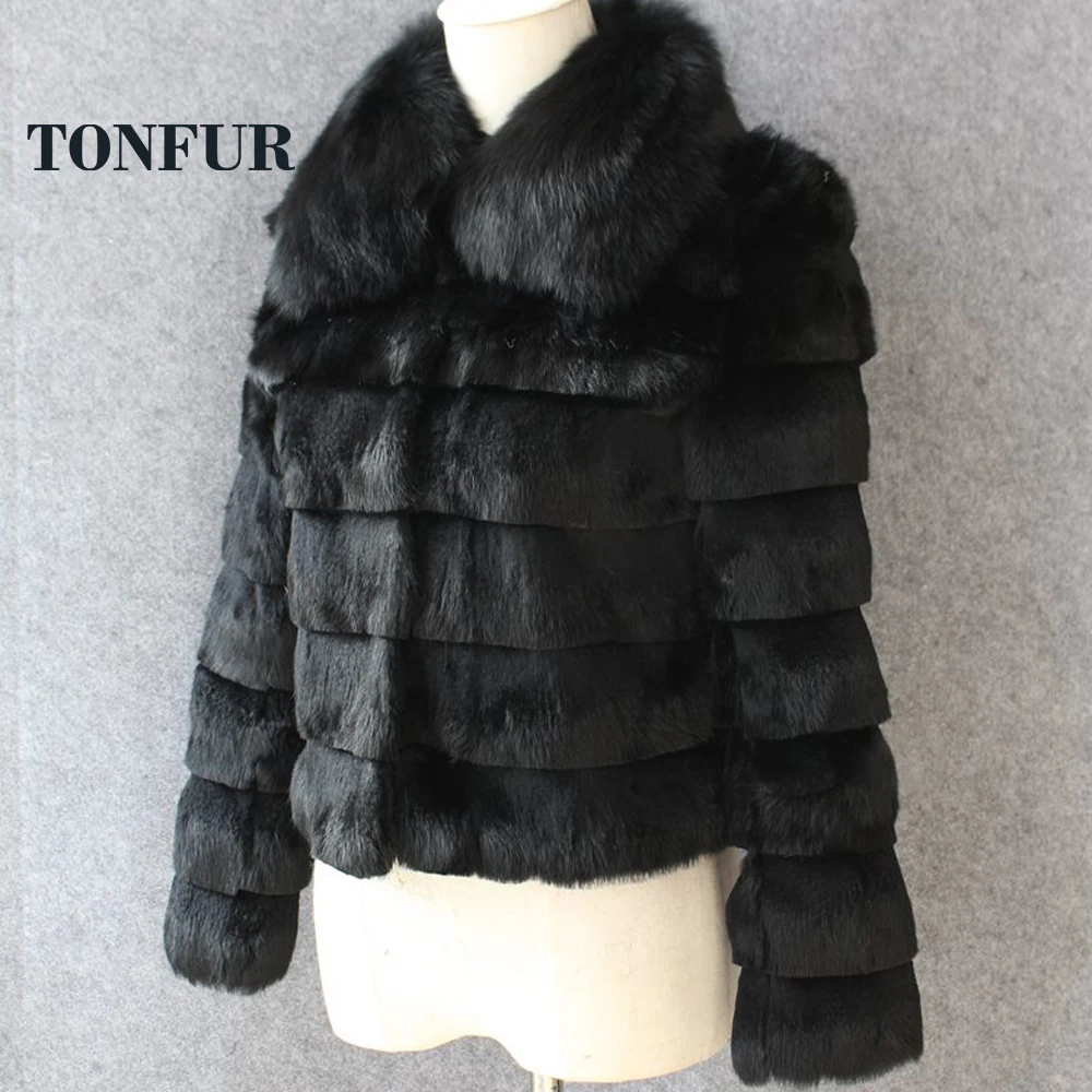 

2019 Luxury Big Fox Fur Collar Jacket Brand Fur Casual Real Rabbit Fur Waistcoat Factory Customize Natural fur Coat WSR180