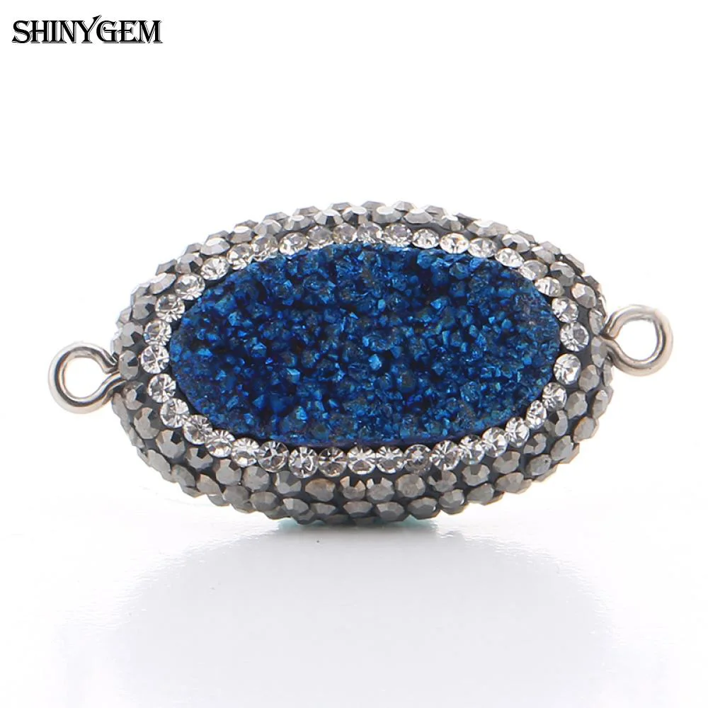 ShinyGem Овальные Подвески Druzy соединители проложить кубический циркон натуральный