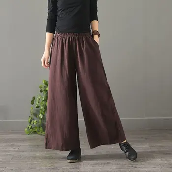 

2019 spring new cotton GIRL PANT LONG elastic waist loose straight wide leg pants women casual trousers four colors wholesale