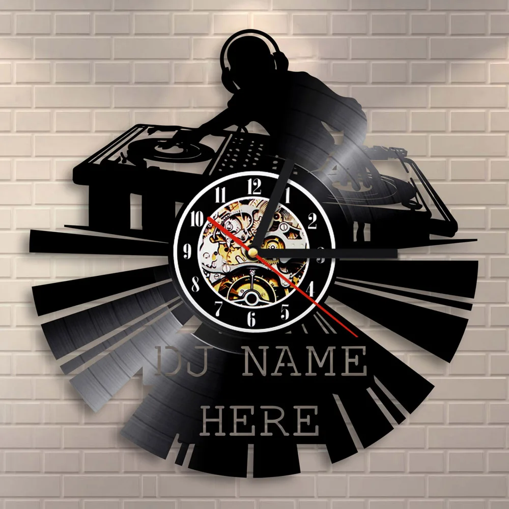 1Piece DJ Creative Vinyl Record Wall Clock Personalized 12" Disco Art