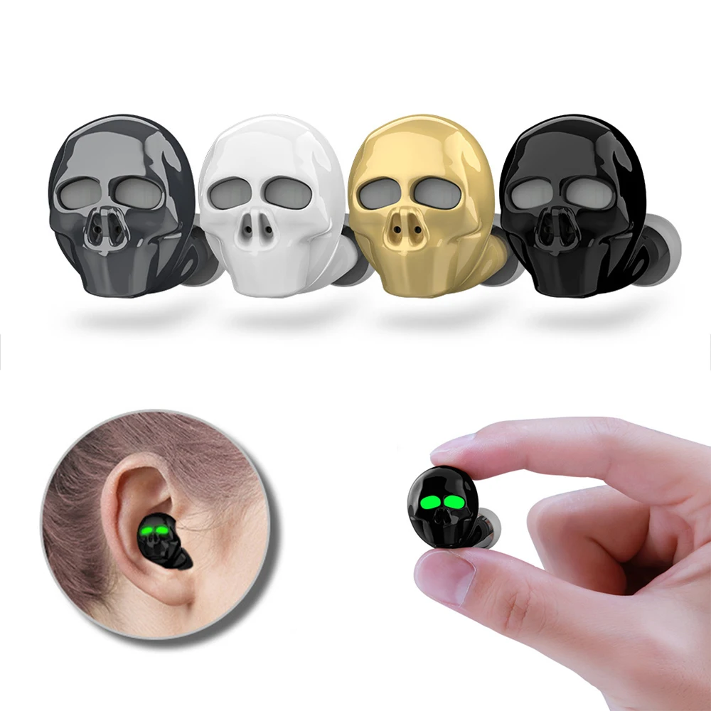 Skull Bone wireless Bluetooth Earphone with Microphone Noise Cancelling Hi Fi Handsfree Bass Stereo Mini Micro Earbud Earpiece