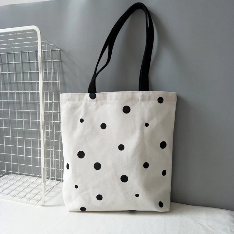 Милые Женские повседневные холщовые хозяйственные сумки с волнистыми точками, складная тканевая сумка-тоут, сумка-мессенджер, многоразовая эко-сумка 4521