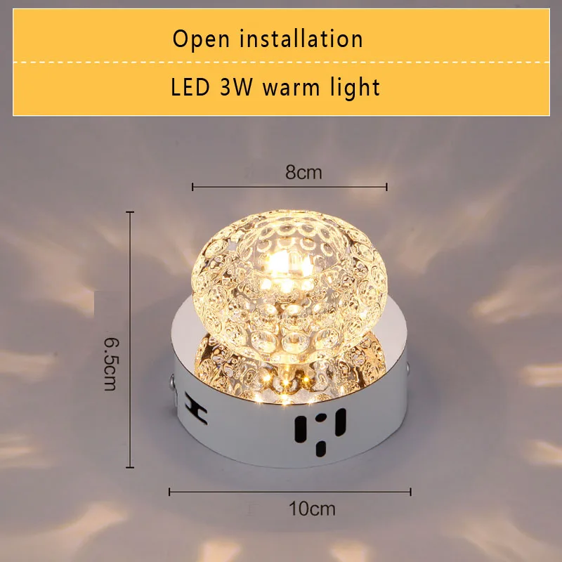 Потолочный светильник, Кристальный светодиодный потолочный светильник для гостиной, коридора, прохода, внутреннего освещения, современный 3 Вт/5 Вт, декоративный встроенный светильник