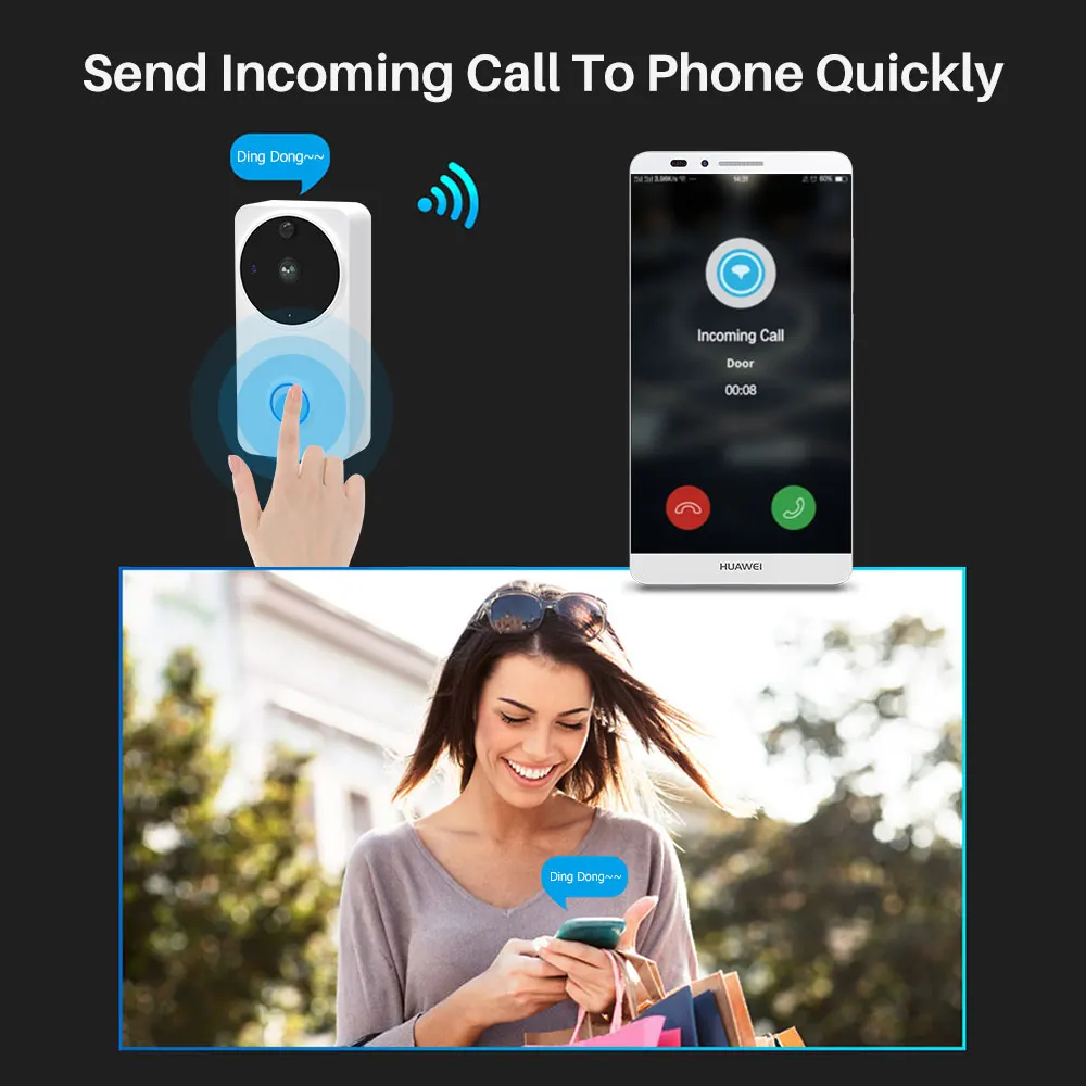 WiFi дверной Звонок камера Смарт Wi-Fi Двусторонняя видеодомофон дверной звонок камера ночного видения PIR монитор сигнализация удаленный домашний мониторинг