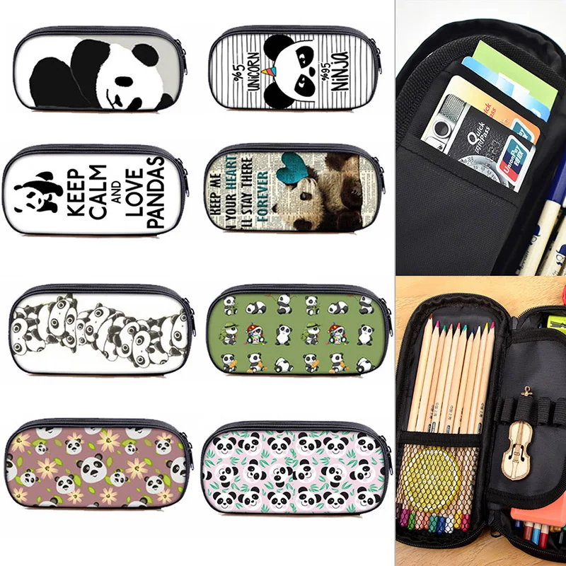 

Student Cute Lovely Panda Fabric Pencil Bag Kawaii Zipper Pen Case Pencil Box For Kids Gift School Supplies
