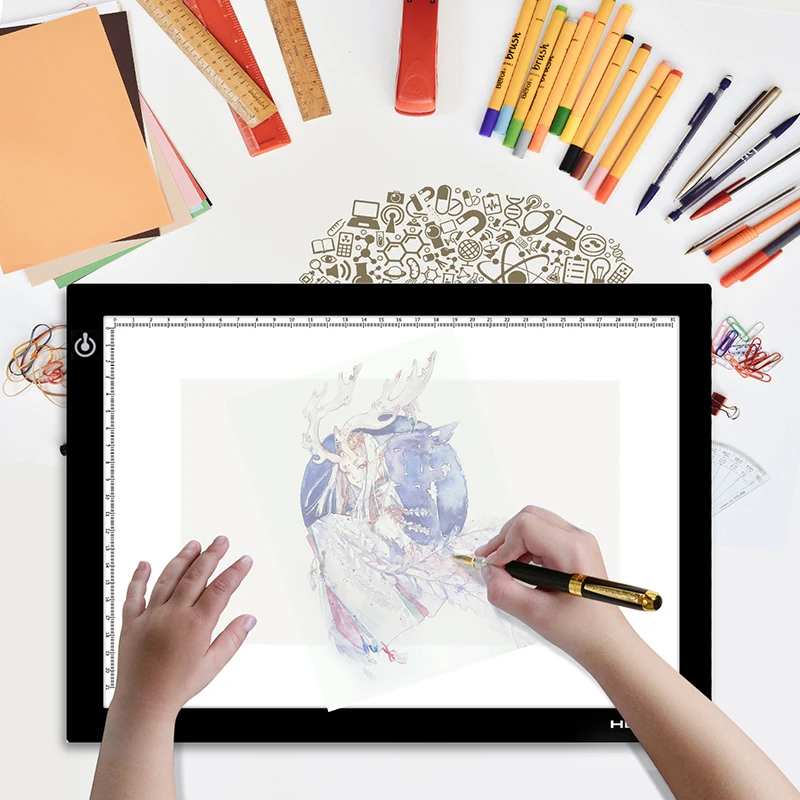 HUION L4S LED 라이트 패드 드로잉 보드, 17.7 인치 초박형 조절 가능한 시력 보호 트레이싱 라이트 박스, 아티스트 스케치용
