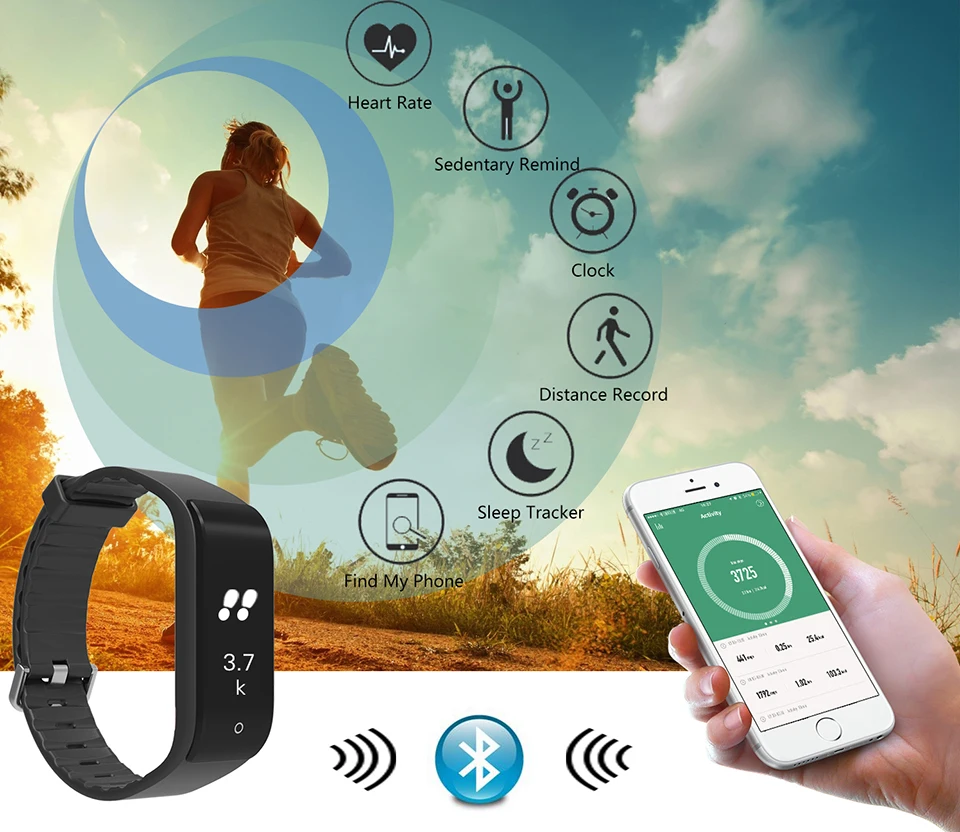 Bluetooth 4.0 Smart Watch Wristband Health Bracelet Sport Sleep Fitness Tracker pk fit bit miband5