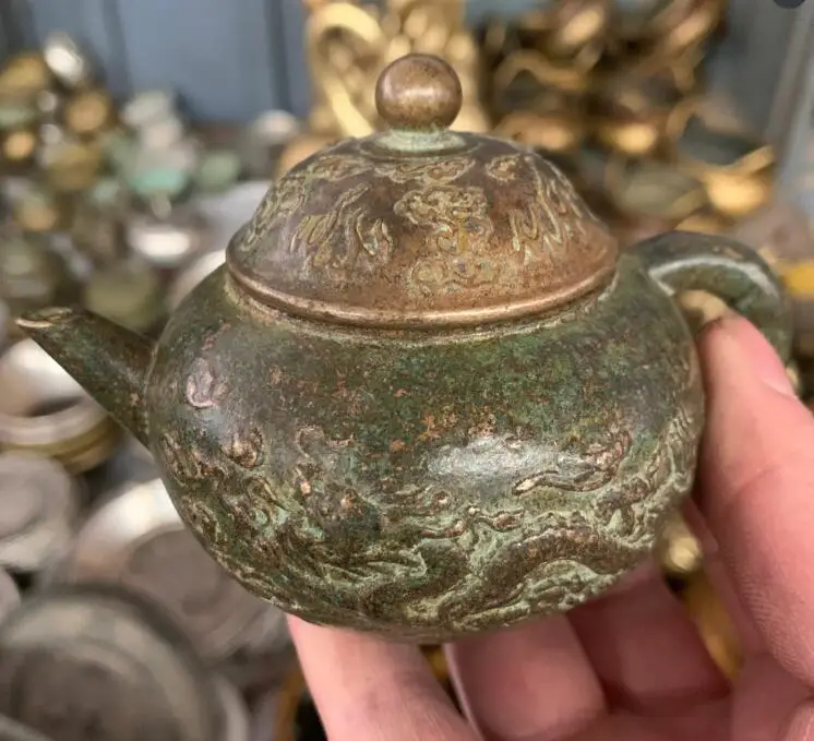

Collection of classic retro fine bronze relief bronze turtle teapot dragon teapot jewelry free shipping