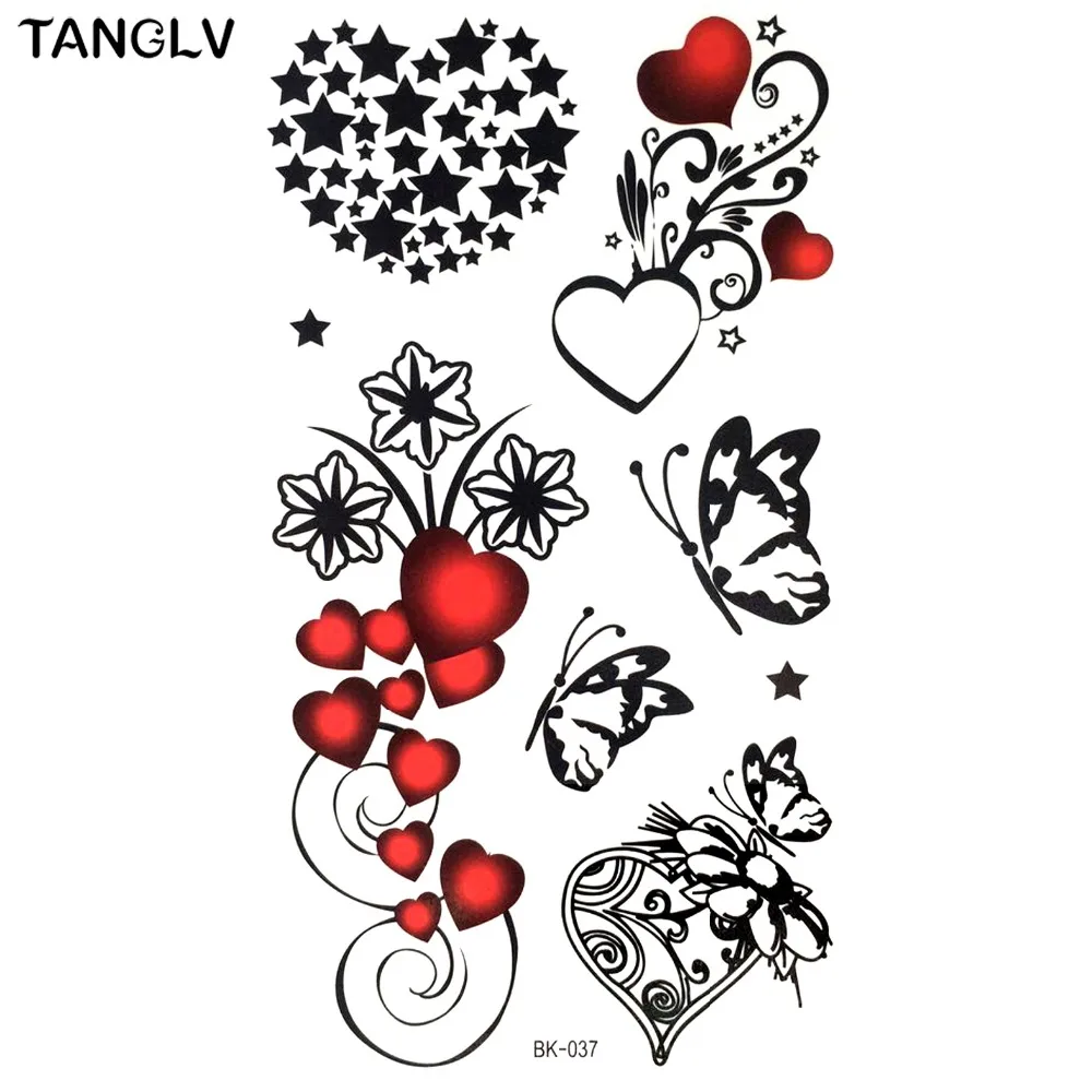 women flash waterproof tattoo stickers love heart bk 037 women flash waterproof tattoo stickers love heart bk 037