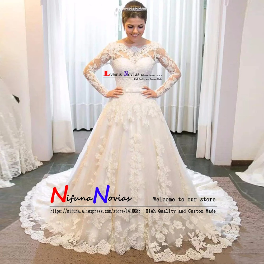 Robe de Mariee 2019 винтажное кружевное свадебное платье es с длинными рукавами