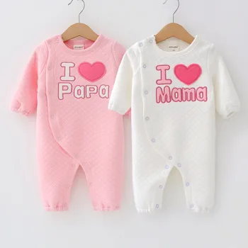 

Baby Girls I LOVE MAMA PAPA Long Romper One-piece Toddler Boys Thick 1piece Overall Infant Unisex Spring Clothing Born 3m 6m New