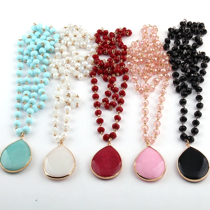 Free Shipping Fashion Bohemian Jewelry Rosary Chain Link Crystal Stone