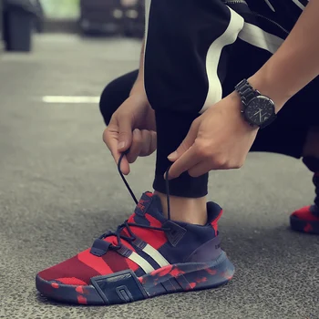 

Rommedal men skate shoes Camouflage lace-up leisure sneakers lightweight breathable fly weave cloth casual shoes wholesale price