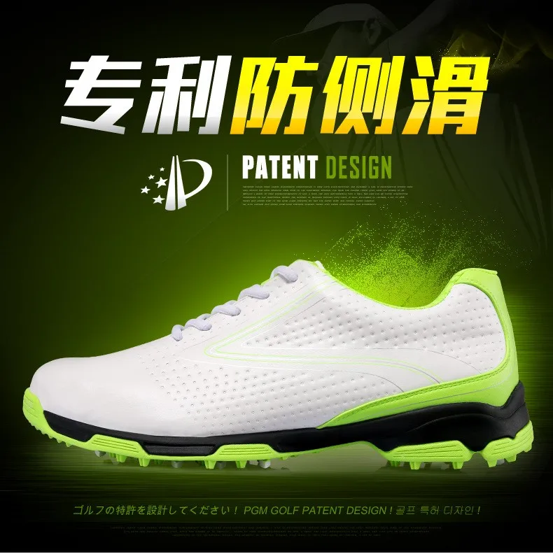 Новинка года; Zapatos De Golf Pgm; оригинальные мужские туфли для гольфа с 3d платформой; дышащие водонепроницаемые лакированные туфли из воловьей кожи с фиксированными заклепками